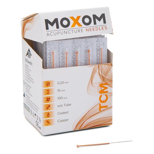Aghi per agopuntura MOXOM TCM 100 pz. (rivestiti in silicone) 0,20 x 15, 1022095, Aghi per agopuntura MOXOM