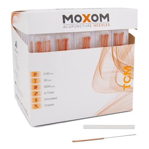 Aghi per agopuntura MOXOM TCM 1000 pz. ( non rivestiti) 0,30 x 30 mm, 1022107, Aghi per agopuntura MOXOM
