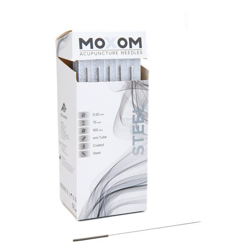 MOXOM Steel  - 0.30 x 75 mm - siliconato - 100 aghi, 1022119, Aghi per agopuntura MOXOM