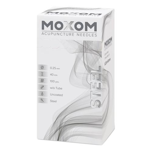 MOXOM Steel  - 0.25 x 40 mm - non siliconato - 100 aghi, 1022123, Aghi per agopuntura MOXOM