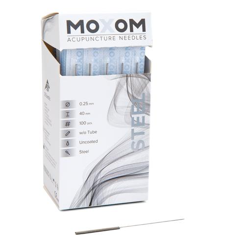 MOXOM Steel  - 0.25 x 40 mm - non siliconato - 100 aghi, 1022123, Aghi per agopuntura MOXOM