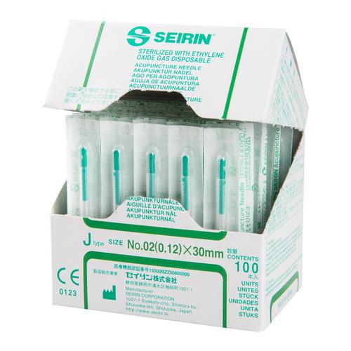 SEIRIN ® tipo J  –  0,12 x 30 mm, verde scuro, scatole da 100 aghi., 1002412 [S-J1230], Silicone-Coated Acupuncture Needles