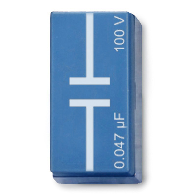 Condensatore 47 nF, 100 V, P2W19, 1012944 [U333052], Sistema di elementi a spina